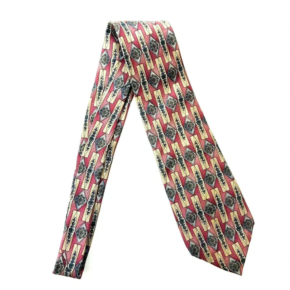 Savile Row Red Abstract‎ Silk Tie Print Wide